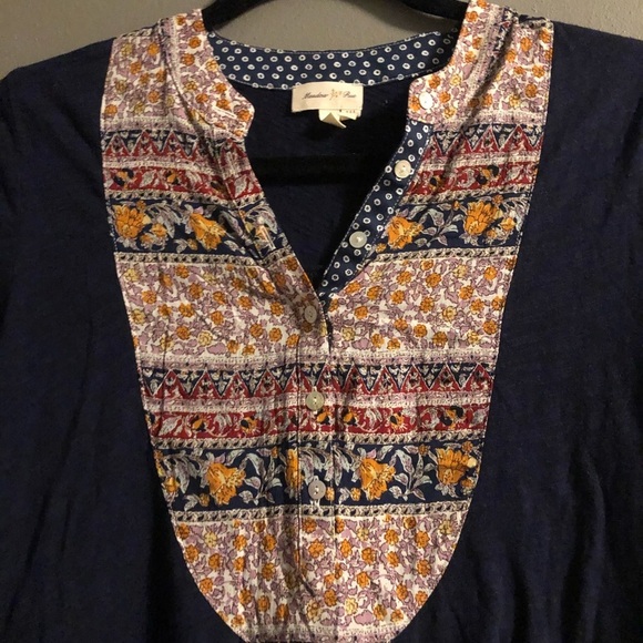 Meadow Rue Anthropologie Bib‎ Top Navy Size Xs - Picture 5 of 8